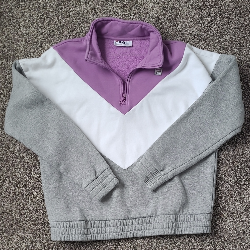 Fila Purple and Gray Quarter-Zip Sweatshirt